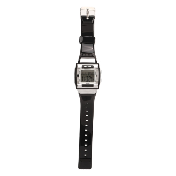 Digitaalinen watch Fashion Quadrate vedenpitävä suuren näytön valaiseva elektroninen watch päivittäiseen urheiluun, musta
