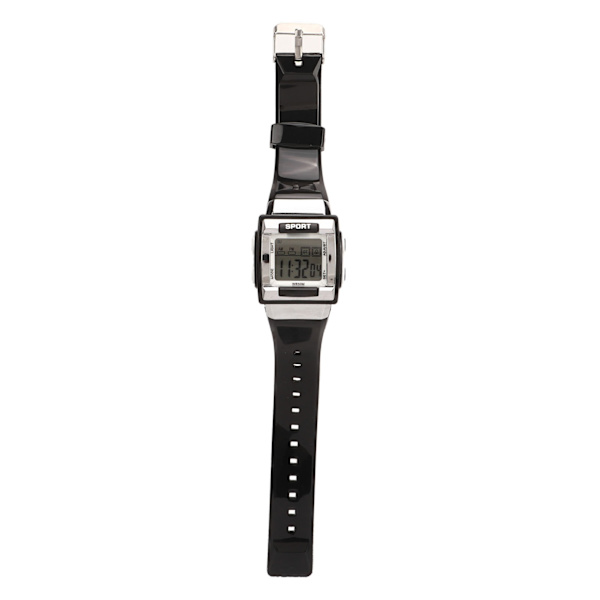 Digital watch Fashion Quadrate Vattentät stor skärm självlysande elektronisk watch för daglig sport simning Svart