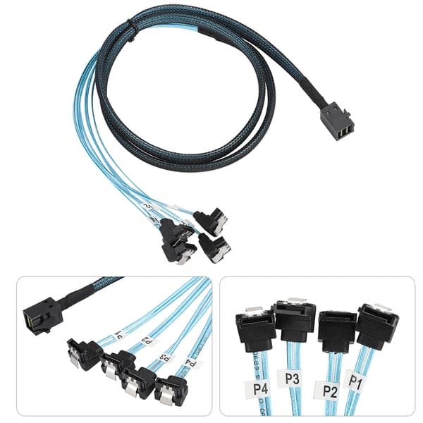Mini SAS Gränssnitt HD 36P SFF-8643 till SATA 7Pinx4 Kontakt Formsprutad Hårddiskkabel