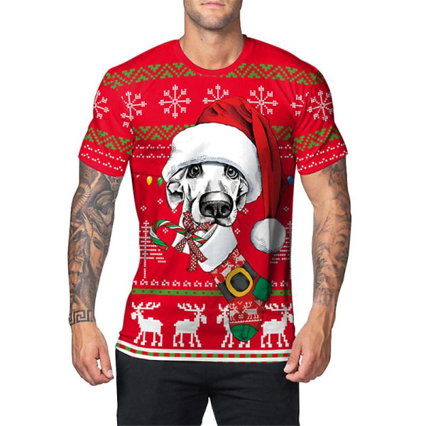 Jule T-shirts til mænd Jule plaid træskjorte Glædelig jul Kortærmede ferieoverdele Grafiske T-shirts