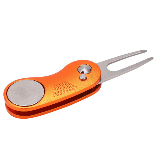 Golf Divot reparationsværktøj Rustfri golfgaffel med popup-knap Putting Green Pitchfork (orange)