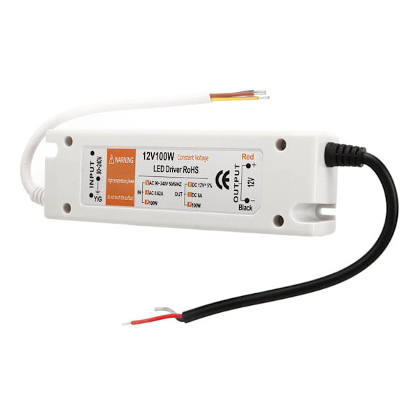 100W LED-strömadapter AC 90‑240V 0.62A till DC 12V 8A Kortslutningsskydd LED-drivrutin Adapter för hemmet