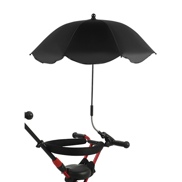Babyvagnsparasoll UV-skydd 360 Grader Justerbar Automatisk Vattentät Bärbar Vagnsolskydd Svart