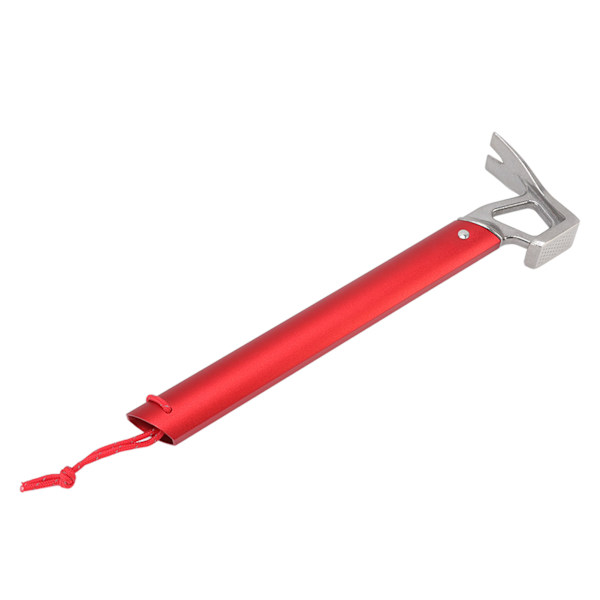 Camping Hammer i rostfritt stål med oxhornhuvud och aluminiumhandtag, stort motstånd, tältpinnehammare för camping utomhus, röd