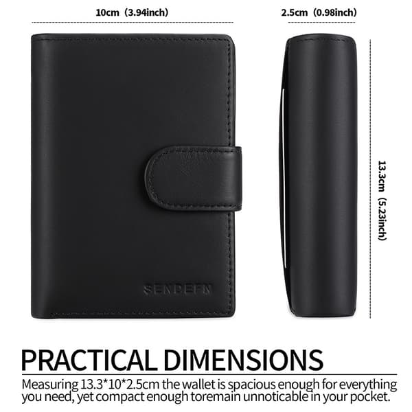 Kort pung til kvinder, RFID-tyverisikring, børstet læderpung EU