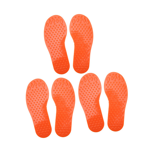 3 Par Fotavtryck Markörer PVC Färgglada Fotformade Träningsplattor Leksak för Inomhus Utomhus Orange