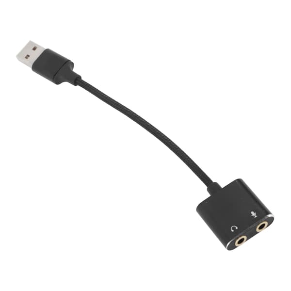 USB Lydadapter Aluminiumlegering Svart Plug and Play USB til 3,5 mm Jack Lydkort for Stasjonære Datamaskiner Bærbare Datamaskiner