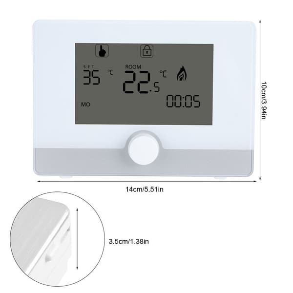 Programmerbar Termostat Temperaturregulator til Vægmonteret Kedel Varmesystem Sort