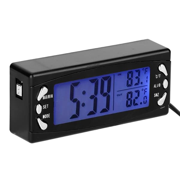 12V Digital Biltermometer Fordonsklocka LCD Temperaturmätare Larmfunktion CT23