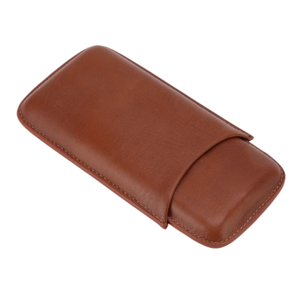 Bærbar cigar læder etui i høj kvalitet læder rejse bærbar cigar rejsetaske holder med saks brun