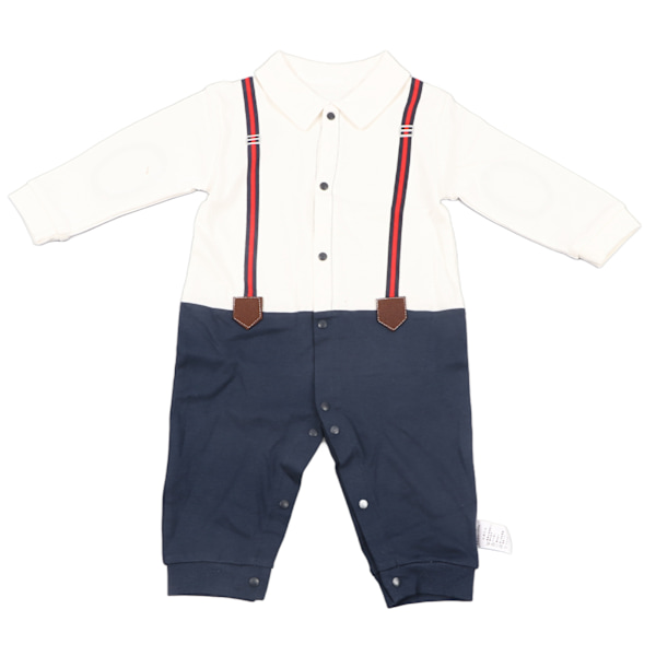 Baby Boy Jumpsuit Long Sleeves Threaded Cuffs Button Closure Boy Outfits with Bowtie 73cm