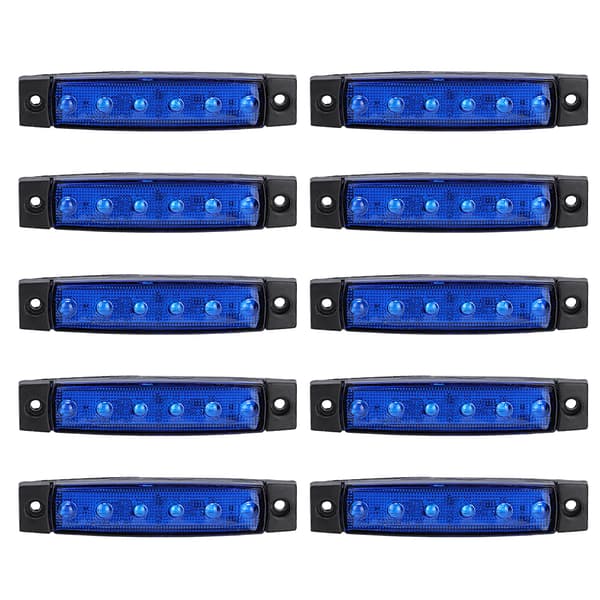 10 stk. 12V 6LED Vanntett Side Markeringslys for Buss Lastebil Tilhenger