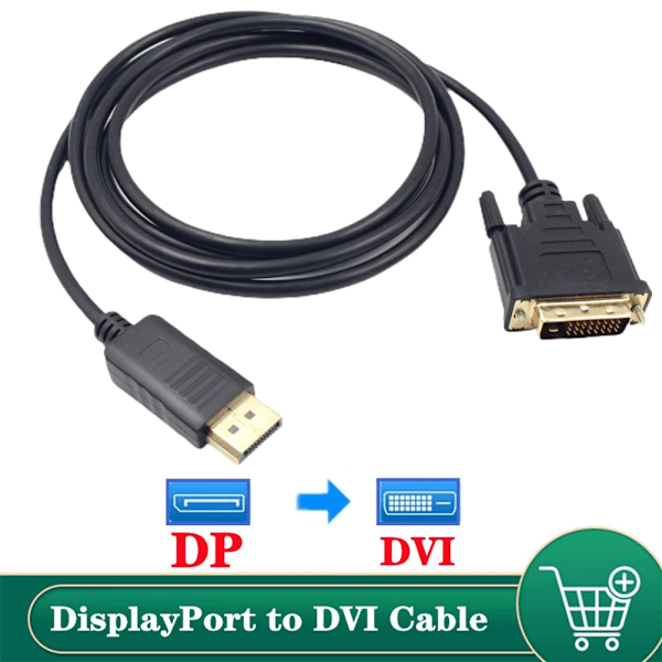 1.8M Displayport Hann til DVI Hann Adapterkabel 1080P DP til DVI Konverter Støtter Displayport 1.1a