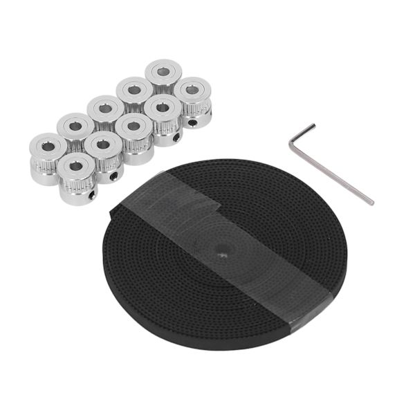 Aluminiumlegering 20-tandade synkrona hjul Gummi 6 mm kamremssats för CNC 3D-skrivare