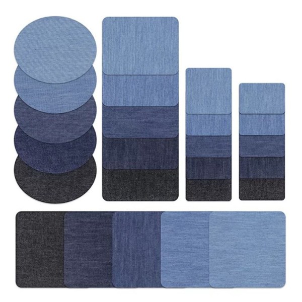 25 stk Denim Broderede Patches Oval Rektangulær Iron On Denim Reparation Patches til Jakker Skjorter Hatte Bukser