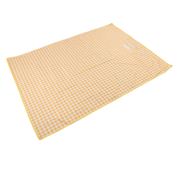 Piknikteppe 197x144cm Vanntett Foldbar Bærbar Borrelåsdesign Utendørs Piknikmatte Campingteppe Gult Rutete