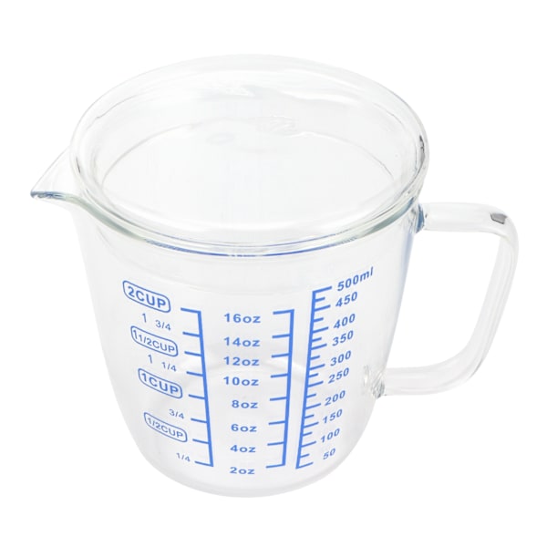 Värmebeständig glasmätkopp mjölkskala mätkanna med lock köksredskap (500 ml)