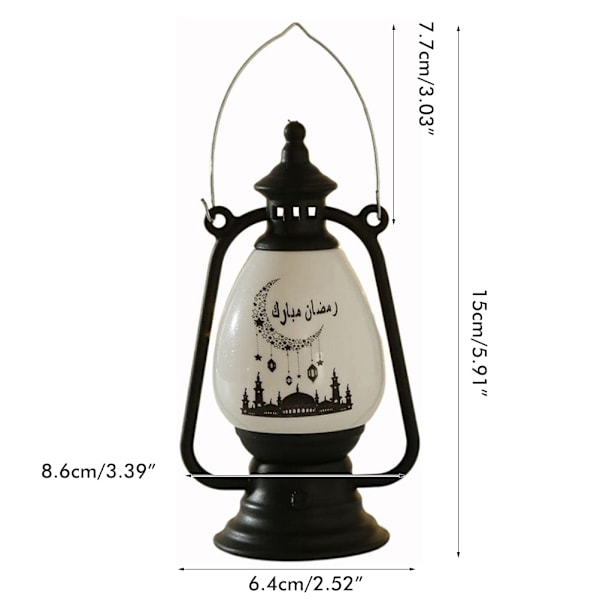 Ramadan-lampe Eid elektronisk stearinlys lysestake vindlampe for hjemmedekorasjon