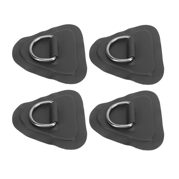 4 stk. D-ring patch rustfritt stål D-ring pad for oppblåsbar båt surfebrett jolle padlebrett svart