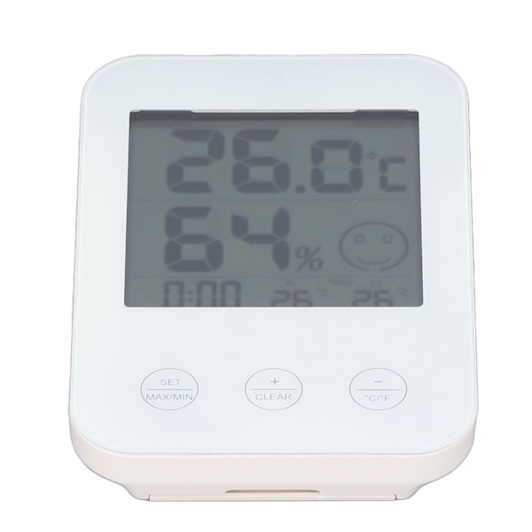 Rumtermometer med berøringskontrol, tidsvisning, stort LCD-display, komfortniveauindikation, fugtighedssensor til soveværelse, kontor, indendørs