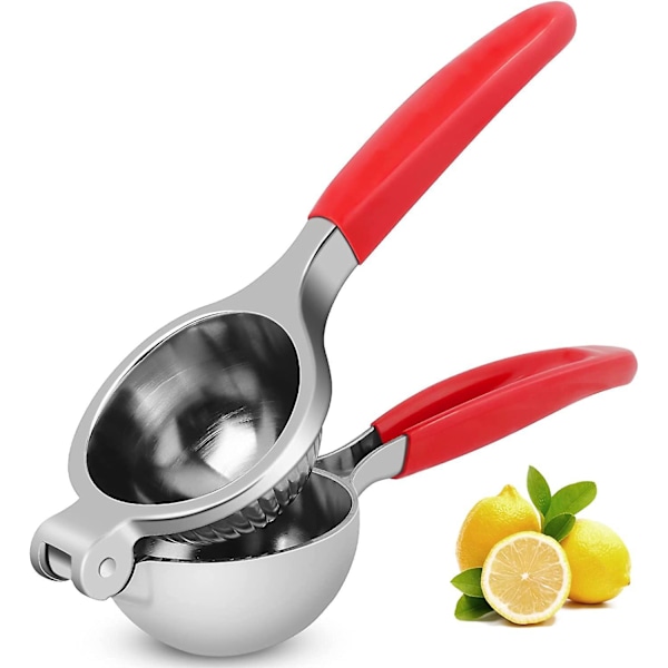 Easy-to-Clean Heavy Duty Manual Lemon Squeezer with Soft Handle - 22cm Red