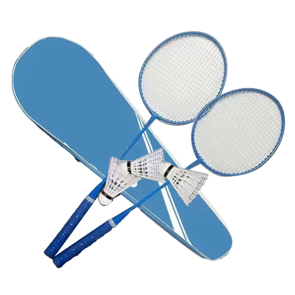 2 ST Badmintonracketset för utomhusspel i trädgården, lättvikts badmintonracketar med badmintonbollar och bärväska för vuxna och tonåringar, himmelsblå