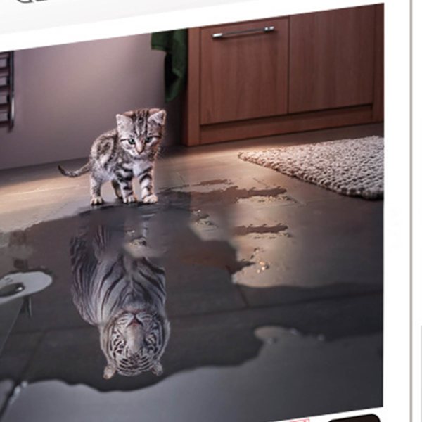 Barnpussel HD-utskrift 1000 st 3 lager pedagogiskt papper 1,5 mm tjocklek 8 zoner bakre pussel konstverk för spel Q1017 Katt Tiger
