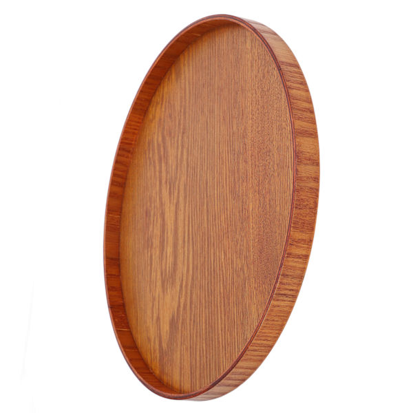 Tretjenerbrett i tre, rundt, holdbart, enkelt, elegant stil, bredt bruksområde, blank overflate, stabil struktur, 27 cm