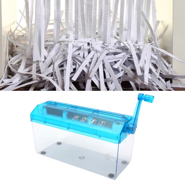 Papirshredder Plast Manuell Drift Transparent A4 Kutteverktøy for Kontor Blå