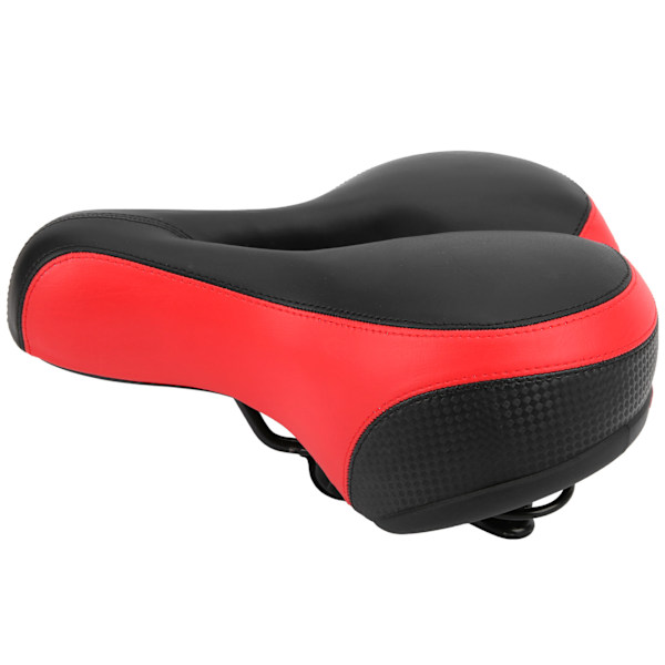 Mountainbike Saddel Komfortabel Mikrofiber Læder Huludskåret Fjeder Cykelsaddel Sæde (Sort Rød)