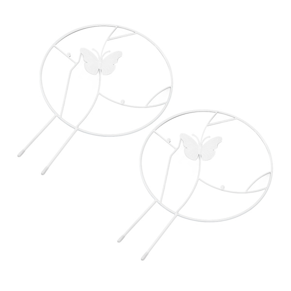 2 stk. Blomsterplante Støttestativ Jern Klatrestativ til Hjem Have Rund Ring Design Hvid
