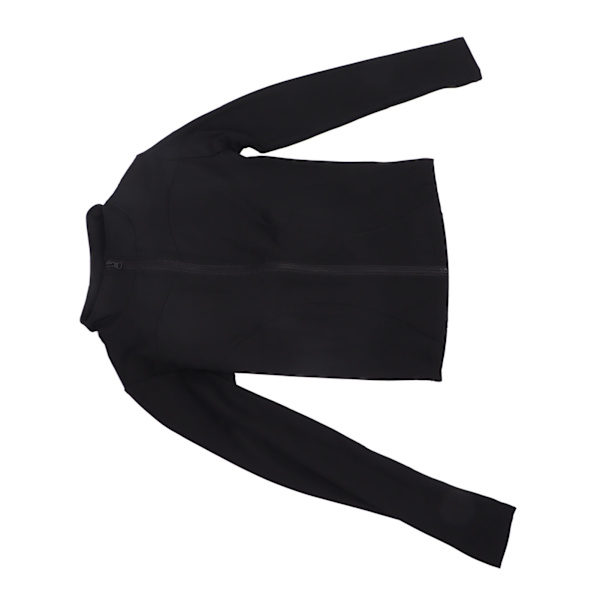Yoga Jakke Dame Lett Full Glidelås Løpejakke Treningsjakke Slim Fit Yoga Sportsklær med Tommelhull Svart XL
