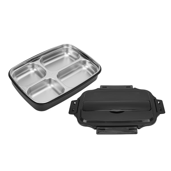 Bentolåda 4 fack 304 Rostfritt stål Livsmedelskvalitet Termisk isolering Läckagesäker Termisk lunchlåda för hemmakontor Resa Svart