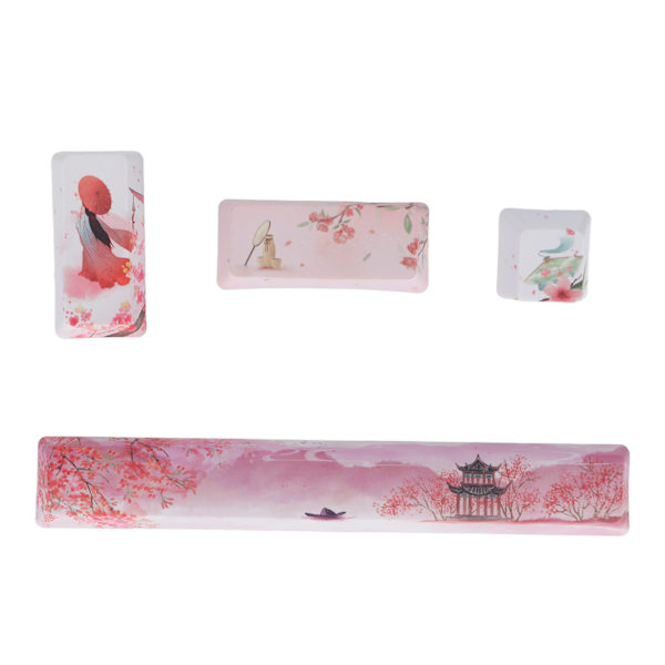 Keycap 4 Taster Peachblossom Beauty Mønster Space ESC Enter Numpad Enter DIY Keycaps Kit