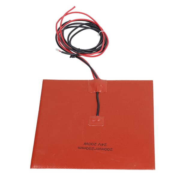 Silikonvarmeplate Varmematte 180℃ 200x200mm 200W Tilbehør til 3D-printer Varmbed DC24V