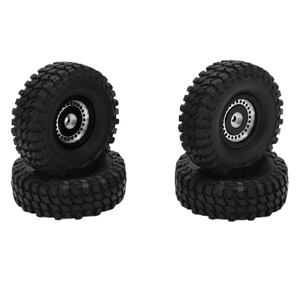 4 stk. 55 mm Forreste Bageste Gummidæk og 24 Huls Fælgsæt til AXIAL SCX24 1/24 RC Bil Sort