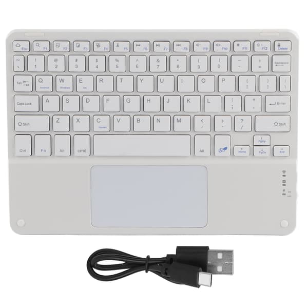 Trådløst Bluetooth-tastatur Touch Multi Function Eksternt computertilbehør Firkantet hætte 10in Hvid
