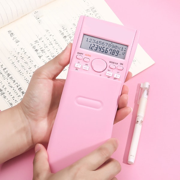 Vetenskaplig kalkylator 12 siffror 240 funktioner Multifunktion stor display funktion miniräknare med glidande hårt cover Sakura Pink