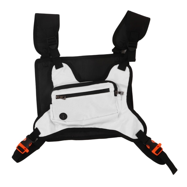 Brystvest Rig Pouch Bag Utendørs Brystveske Hvit med reflekterende stripe Justerbar stropp for Fitness Fritidssport