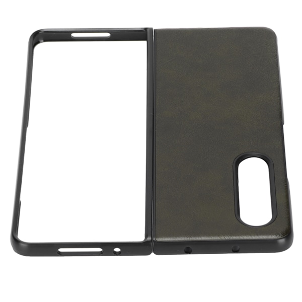 Fodral i läder med mönster för Samsung Galaxy Z Fold 3, stötsäkert, armégrönt