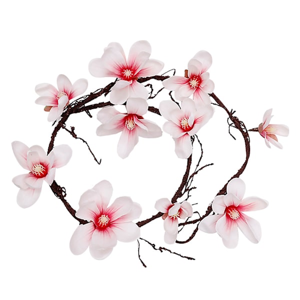 Simulering 3D Magnolia Rattan Krans Konstgjord Magnolia Blomkrans Hem Fönster Dekoration
