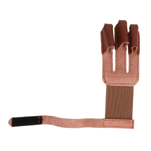 Bågskyttehandske Kohud Skyddande 3 Finger Guard Finger Tab Handske för jakt Skytte Inriktning Brun