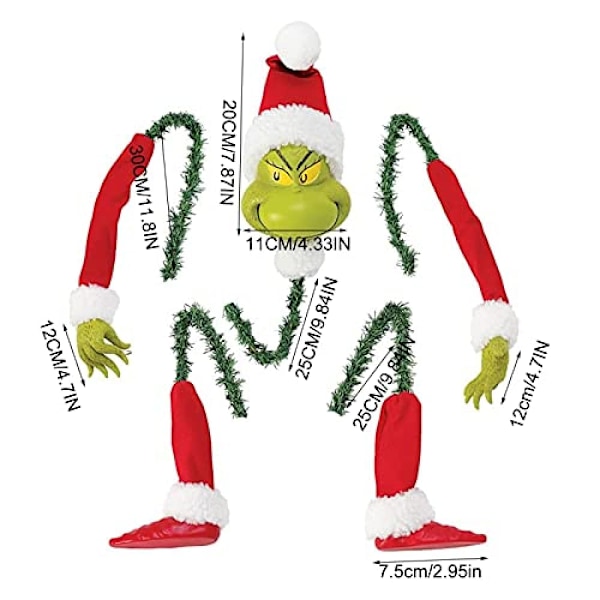 Julpynt presenter – Grinchens tredekorasjoner, Grinchens nissehode/armer/ben