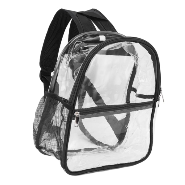 PVC Gjennomsiktig Ryggsekk Bærbar PVC Glidelåsdesign Høy Kapasitet Klar Ryggsekk for Skole Svart