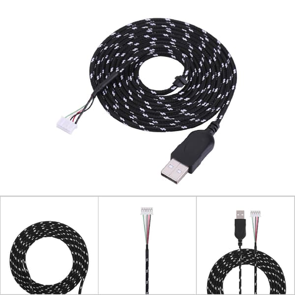 2,2 meter USB-kabel ledningserstatning for Steelseries kana mus Svart+Hvit
