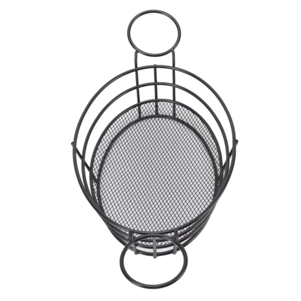 Fritøsekurv i rustfritt stål 304, enkel stil, enkel rengjøring, lett netting, snackplate for restaurant, oval form med håndtak