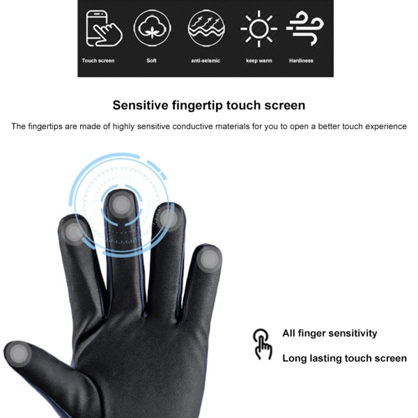 Vinterhandskar för män Kvinnor Pekskärm Vattentäta handskar Vindtäta thermal handskar för utomhuskörning Cykling Arbeta Fotvandring Skidåkning