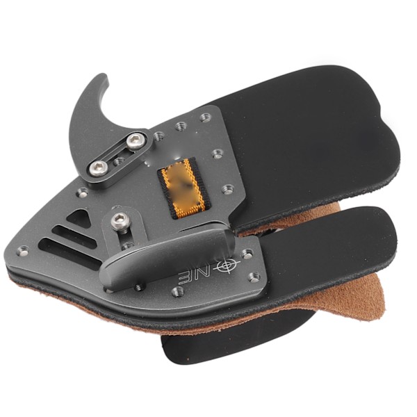 Bueskydning Finger Tab Sort Grå Fingerbeskytter Ergonomisk Design Læder Aluminium Legering Bueskydningsværktøj til Jagt S