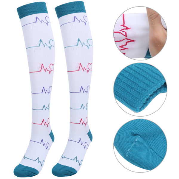 1 pari ulkourheilukompressiosukat Juoksu Ratsastus Vuorikiipeily Pohjepituiset sukat (L/XL) Valkoiset