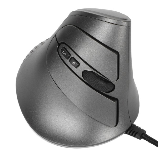 Vertikal mus 7 programmerbara knappar RGB 11 Ljuslägen Justerbar DPI Trådbunden Ergonomisk vertikal mus för Game Player Grå